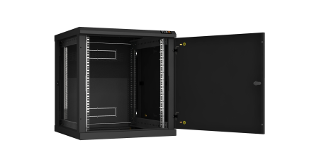 Настенный разборный шкаф NIKOMAX 19", 12U, металлическая дверь, Ш600хВ636хГ600мм, 2 пары монтажных направляющих, черный