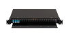 Оптический кросс NIKOMAX 19" Premium Line, 1U, укомплектованный на 8 портов LC/UPC (4 двойных LC/UPC адаптера), SM 9/125 OS2, выдвижной, с полкой,  черный, в комплекте: адаптеры, монтажные шнуры 1м, сплайс-кассета с крышкой, гильзы, заглушки