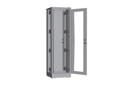 Напольный шкаф NIKOMAX серии TFR-R2 19", 42U, дверь со стеклом и металлическая, металлические стенки, Ш600хВ2010хГ600мм, в разобранном виде, серый
