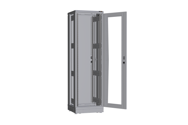 Напольный шкаф NIKOMAX серии TFR-R2 19", 42U, дверь со стеклом и металлическая, металлические стенки, Ш600хВ2010хГ600мм, в разобранном виде, серый