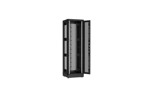 Напольный шкаф NIKOMAX серии TFR-R2 19", 42U, двустворчатые перфорированные двери, металлические стенки, Ш600хВ2010хГ800мм, в разобранном виде, черный
