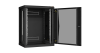 Настенный разборный шкаф NIKOMAX 19", 15U, стеклянная дверь, Ш600хВ770хГ450мм, 2 пары монтажных направляющих, черный