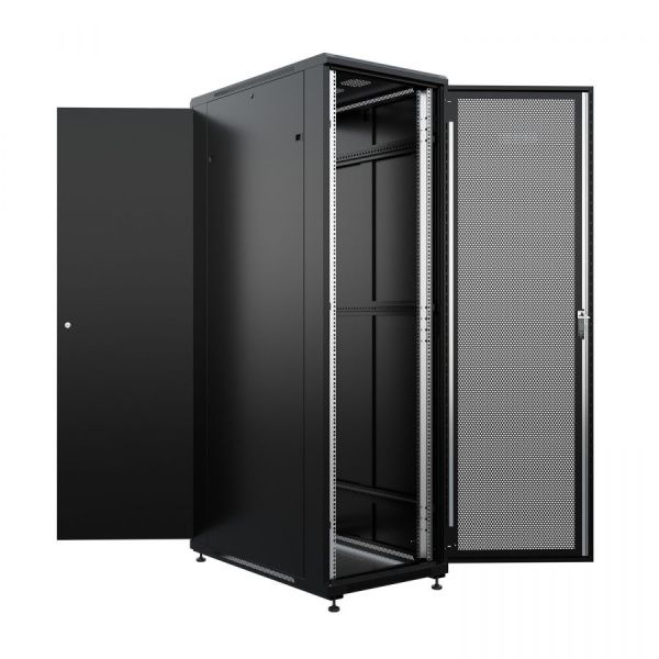 Шкаф напольный универсальный серверный NTSS R 42U 600х1000мм, 4 профиля 19, двери перфорированная и сплошная металл, боковые стенки съемные, регулируе