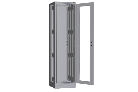 Напольный шкаф NIKOMAX серии TFR-R2 19", 47U, дверь со стеклом и металлическая, металлические стенки, Ш600хВ2232хГ600мм, в разобранном виде, черный