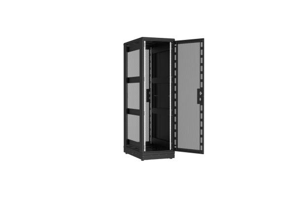 Напольный шкаф NIKOMAX серии TFR-R2 19", 42U, перфорированные двери, металлические стенки, Ш600хВ2010хГ1000мм, в разобранном виде, черный
