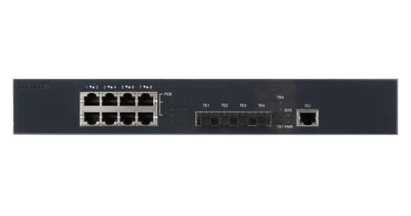 Управляемый коммутатор L3 PoE NIKOMAX, Stack, 8*1/2.5 Гбит/с PoE (8 портов 802.3BT), 4*1/10Гбит/с SFP+, PoE 370Вт