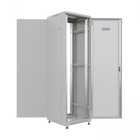 Шкаф напольный универсальный серверный NTSS R 18U 600х600мм, 4 профиля 19, двери перфорированная и сплошная металл, боковые стенки съемные, регулируем