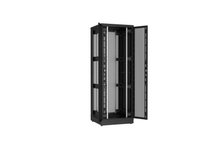 Напольный шкаф NIKOMAX серии TFR-R2 19", 47U, двустворчатые перфорированные двери, металлические стенки, Ш800хВ2232хГ800мм, в разобранном виде, черный