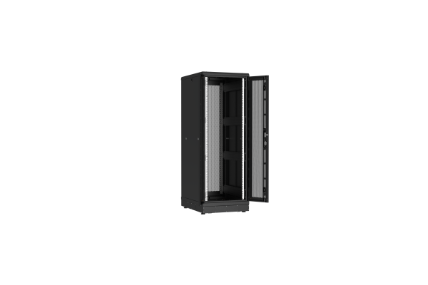Напольный шкаф NIKOMAX серии TFR-R2 19", 33U, двустворчатые перфорированные двери, металлические стенки, Ш600хВ1702хГ800мм, в разобранном виде, черный