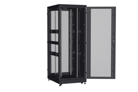 Напольный шкаф NIKOMAX серии TFA-R 19", 42U, перфорированные двери, металлические двухуровневые стенки, Ш800хВ2114хГ1000мм, в разобранном виде, черный