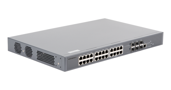 Управляемый коммутатор L3 PoE NIKOMAX, Stack, 24*1/2.5 Гбит/с PoE (8 портов 802.3BT, 16 портов 802.3at), 6*1/10Гбит/с SFP+, PoE 740Вт