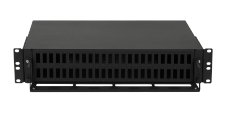 Оптический кросс NIKOMAX 19" Premium Line, 2U, до 96 SC (48 Duplex SC адаптеров) или 192 LC (48 Quadro LC адаптеров) портов, выдвижной, со съёмной полкой, черный