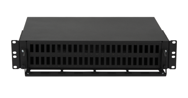 Оптический кросс NIKOMAX 19" Premium Line, 2U, до 96 SC (48 Duplex SC адаптеров) или 192 LC (48 Quadro LC адаптеров) портов, выдвижной, со съёмной полкой, черный