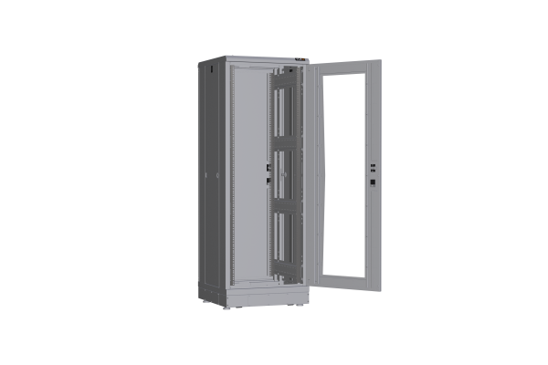 Напольный шкаф NIKOMAX серии TFR-R2 19", 33U, дверь со стеклом и металлическая, металлические стенки, Ш600хВ1702хГ600мм, в разобранном виде, серый