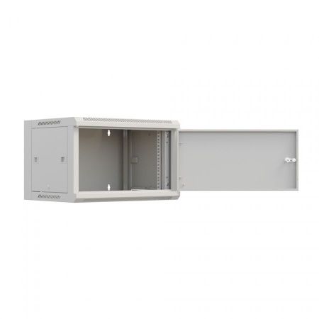 Шкаф настенный телекоммуникационный NTSS W 6U 600х450х370мм, 2 профиля 19, дверь сплошная металл, боковые стенки съемные, разобранный, серый RAL 7035