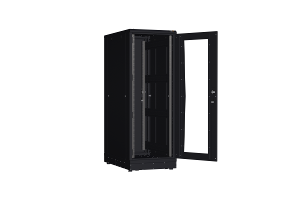 Напольный шкаф NIKOMAX серии TFR-R2 19", 33U, дверь со стеклом и металлическая, металлические стенки, Ш600хВ1702хГ1000мм, в разобранном виде, черный