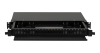 Оптический кросс NIKOMAX 19" Premium Line, 1U, укомплектованный на 24 порта LC/UPC (12 двойных LC/UPC адаптеров), SM 9/125 OS2, выдвижной, с полкой,  черный, в комплекте: адаптеры, монтажные шнуры 1м, сплайс-кассета с крышкой, гильзы, заглушки