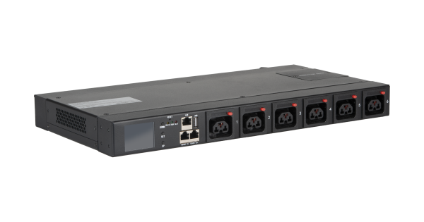 Блок контролируемых электрических розеток NIKOMAX, Серия MN (Metered‑by‑Outlet), 19", 8 розеток C39 с фиксаторами, ввод 1 фаза, макс. нагрузка 63 А, кабельный ввод тыльный, шнур питания 3 м, вилка 1-фазная 63А 250В, IEC 60309, цифровое измерение силы тока