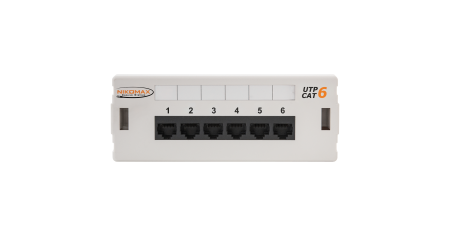 Коммутационная панель NIKOMAX настенная, 6 портов, Кат.6 (Класс E), 250МГц, RJ45/8P8C, 110, T568A/B, неэкранированная, светло-серая - гарантия: 5 лет расширенная / 25 лет системная