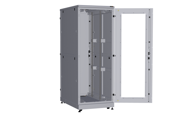 Напольный шкаф NIKOMAX серии TFA-R 19", 42U, дверь со стеклом и металлическая, металлические двухуровневые стенки, Ш800хВ2114хГ1200мм, в разобранном виде, серый