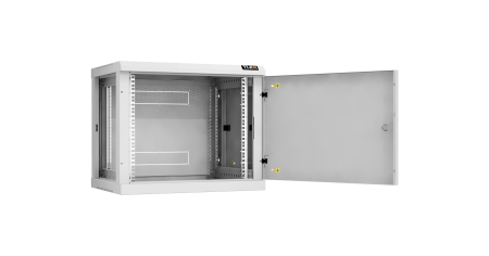 Настенный разборный шкаф NIKOMAX 19", 9U, металлическая дверь, Ш600хВ503хГ450мм, 2 пары монтажных направляющих, серый