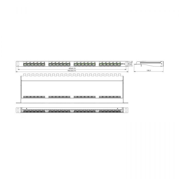 Патч-панель NTSS PREMIUM 0.5U 24 порта RJ45 UTP cat.5е, Dual IDC с задним кабельным органайзером