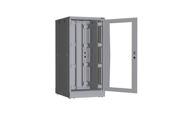 Напольный шкаф NIKOMAX серии TFR-R2 19", 33U, дверь со стеклом и металлическая , металлические стенки, Ш800хВ1702хГ1000мм, в разобранном виде, серый