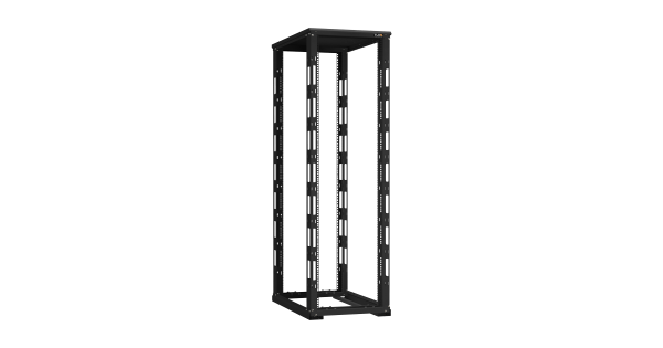 Монтажная стойка NIKOMAX двухрамная с разборной рамой 19", 42U, Ш600xВ1995xГ1000мм, с крышей, в разобранном виде, черный