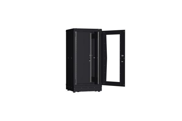 Напольный шкаф NIKOMAX серии TFR-R2 19", 24U, дверь со стеклом и металлическая, металлические стенки, Ш600хВ1280хГ600мм, в разобранном виде, черный