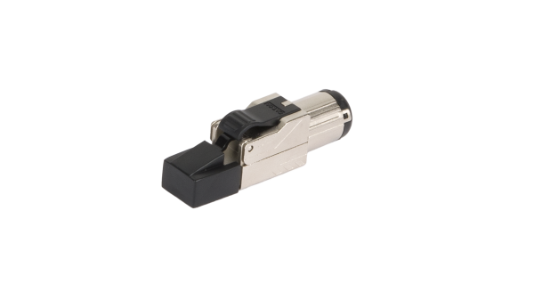 Полевой коннектор RJ45/8P8C NIKOMAX серии Premium, Кат.6a (Класс Ea), 500МГц, покрытие 50мкд, универсальные ножи, T568B, самозажимной, компактный, полный экран, металлик 