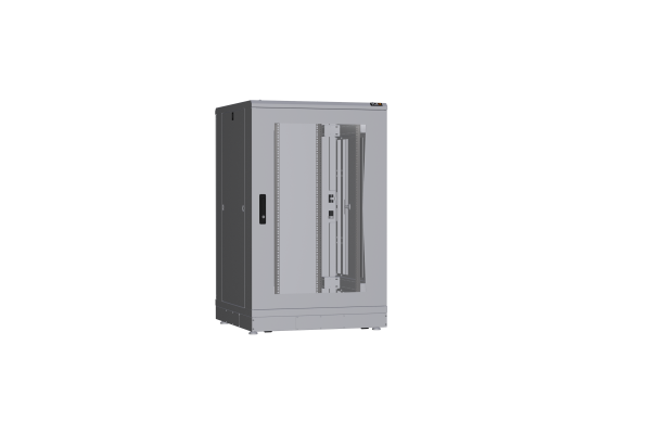 Напольный шкаф NIKOMAX серии TFR-R2 19", 24U, дверь со стеклом и металлическая, металлические стенки, Ш800хВ1280хГ800мм, в разобранном виде, серый