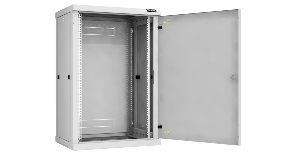 Настенный разборный шкаф TLK 19", 18U, металлическая дверь, Ш600хВ904хГ450мм, 2 пары монтажных направляющих, серый