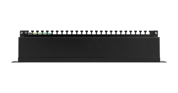 Коммутационная панель NETLAN 19", 1U, 24 порта, Кат.6 (Класс E), 250МГц, RJ45/8P8C, 110/KRONE, T568A/B, экранированная, черная