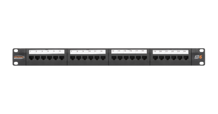 Коммутационная панель NIKOMAX 19", 1U, 24 порта, Кат.6 (Класс E), 250МГц, RJ45/8P8C, 110/KRONE, T568A/B, неэкранированная, с органайзером, черная - гарантия: 5 лет расширенная / 25 лет системная
