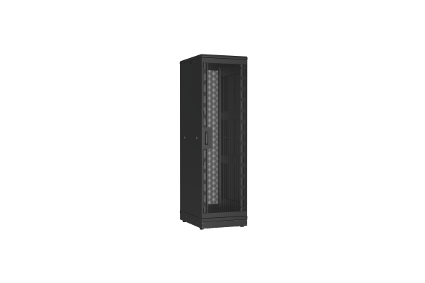 Напольный шкаф NIKOMAX серии TFR-R2 19", 42U, двери перфорированные, одностворчатая и двустворчатая, металлические стенки, Ш600хВ2010хГ800мм, в разобранном виде, черный