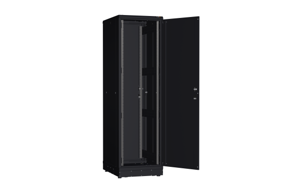 Напольный шкаф NIKOMAX серии TFR-R2 19", 42U, металлические двери, металлические стенки, Ш600хВ2010хГ800мм, в разобранном виде, черный