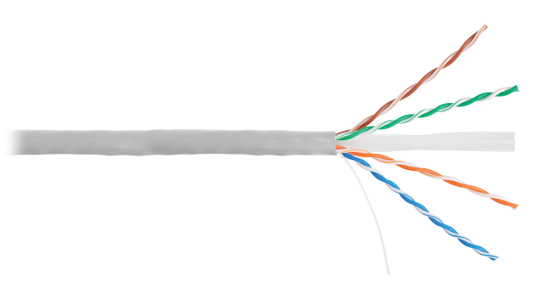 Кабель NETLAN U/UTP 4 пары, Кат.6 (Класс E), 250МГц, одножильный, BC (чистая медь), поливинилхлорид, серый, 305м - гарантия 1 год