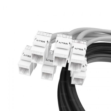 Кабельная сборка NTSS PREMIUM 12pc, UTP CAT6, оконцована разъемами KEYSTONE RJ45 UTP CAT6, заделка в чулке, вывод 0.6м, длина 20м, LSZH, серый