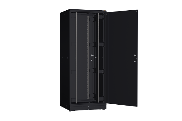 Напольный шкаф NIKOMAX серии TFR-R2 19", 42U, металлические двери, металлические стенки, Ш800хВ2010хГ800мм, в разобранном виде, черный