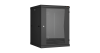 Настенный разборный шкаф NIKOMAX 19", 15U, стеклянная дверь, Ш600хВ770хГ600мм, 2 пары монтажных направляющих, черный