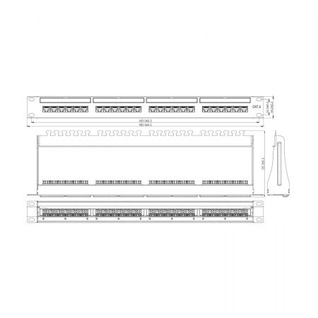 Патч-панель NTSS PREMIUM 1U 24 порта RJ45 UTP cat.6, AL, DUAL IDC, с органайзером