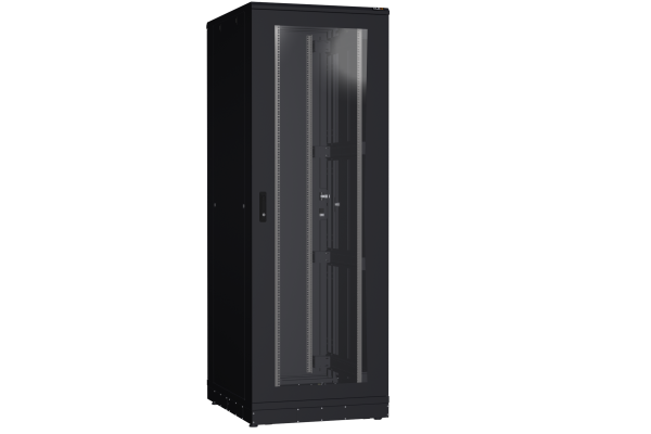 Напольный шкаф NIKOMAX серии TFR-R2 19", 47U, дверь со стеклом и металлическая, металлические стенки, Ш800хВ2232хГ1000мм, в разобранном виде, черный