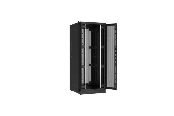 Напольный шкаф NIKOMAX серии TFR-R2 19", 42U, двустворчатые перфорированные двери, металлические стенки, Ш800хВ2010хГ1000мм, в разобранном виде, черный