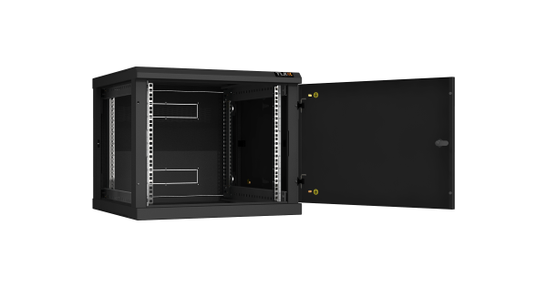 Настенный разборный шкаф NIKOMAX 19", 9U, металлическая дверь, Ш600хВ503хГ600мм, 2 пары монтажных направляющих, черный
