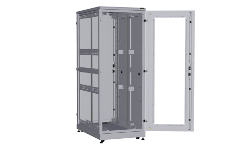 Напольный шкаф NIKOMAX серии TFA-R 19", 42U, дверь со стеклом и металлическая, металлические двухуровневые стенки, Ш800хВ2114хГ1200мм, в разобранном виде, серый