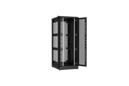 Напольный шкаф NIKOMAX серии TFR-R2 19", 42U, двустворчатые перфорированные двери, металлические стенки, Ш800хВ2010хГ1000мм, в разобранном виде, черный