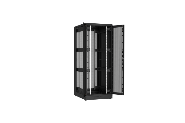 Напольный шкаф NIKOMAX серии TFR-R2 19", 42U, двустворчатые перфорированные двери, металлические стенки, Ш800хВ2010хГ1000мм, в разобранном виде, черный