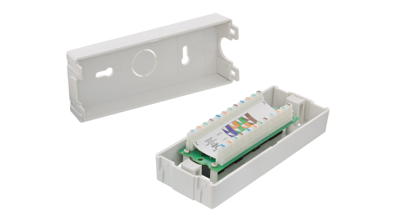 Коммутационная панель NIKOMAX настенная, 6 портов, Кат.5е (Класс D), 100МГц, RJ45/8P8C, 110, T568A/B, неэкранированная, светло-серая - гарантия: 5 лет расширенная / 25 лет системная