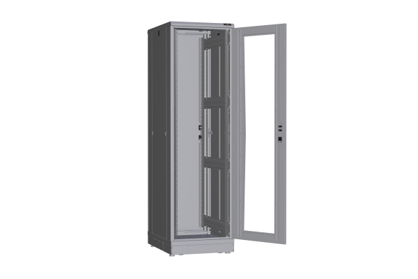 Напольный шкаф NIKOMAX серии TFR-R2 19", 42U, дверь со стеклом и металлическая, металлические стенки, Ш600хВ2012хГ800мм, в разобранном виде, серый