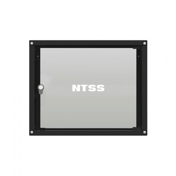 Шкаф настенный телекоммуникационный NTSS LIME 15U 550х450х770мм, 2 профиля 19, дверь стеклянная, боковые стенки несъемные, разобранный, черный RAL 900
